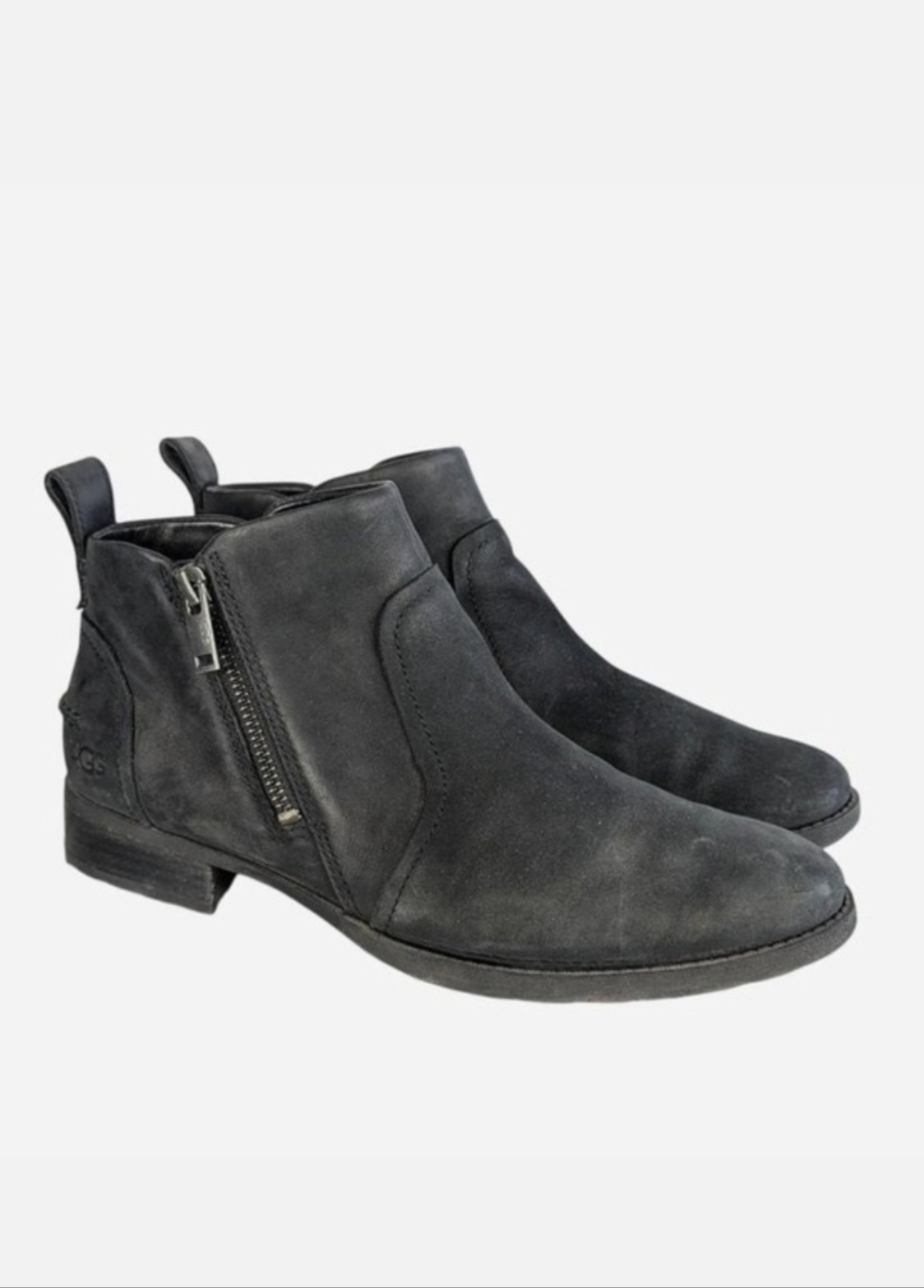 UGG Aureo II Waterproof Suede Side Zip Ankle Boot Black Size 8